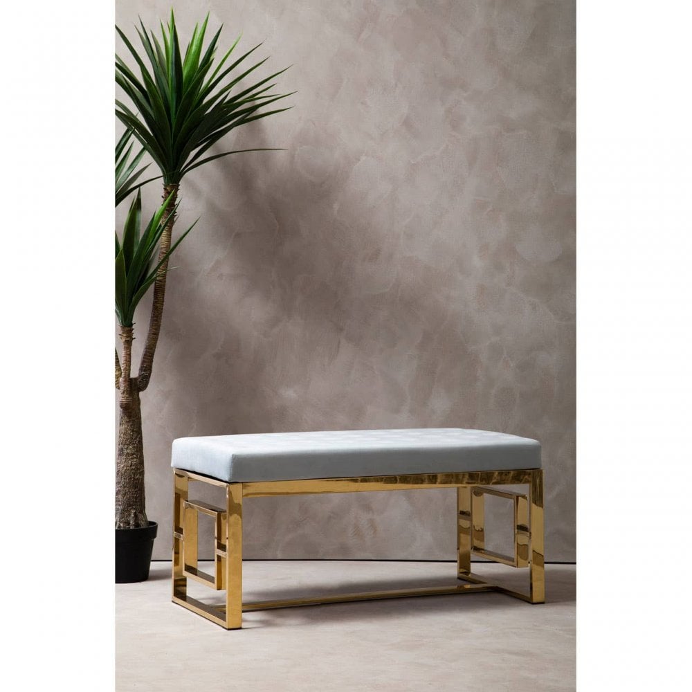 Inspire Powder Grey Tufted Bench