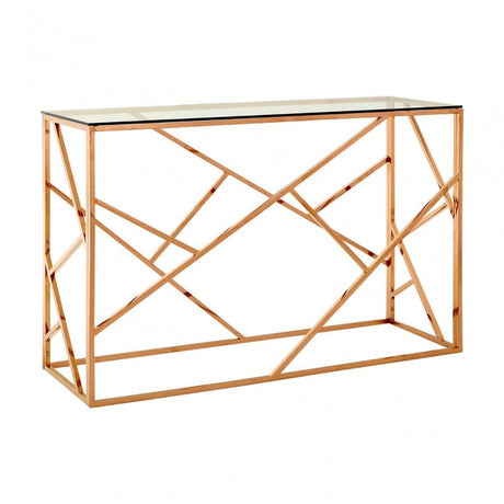 Inspire Rose Gold Geometric Console Table