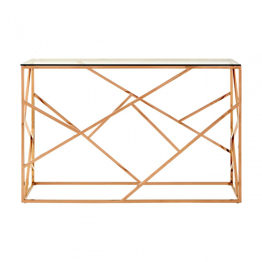Inspire Rose Gold Geometric Console Table