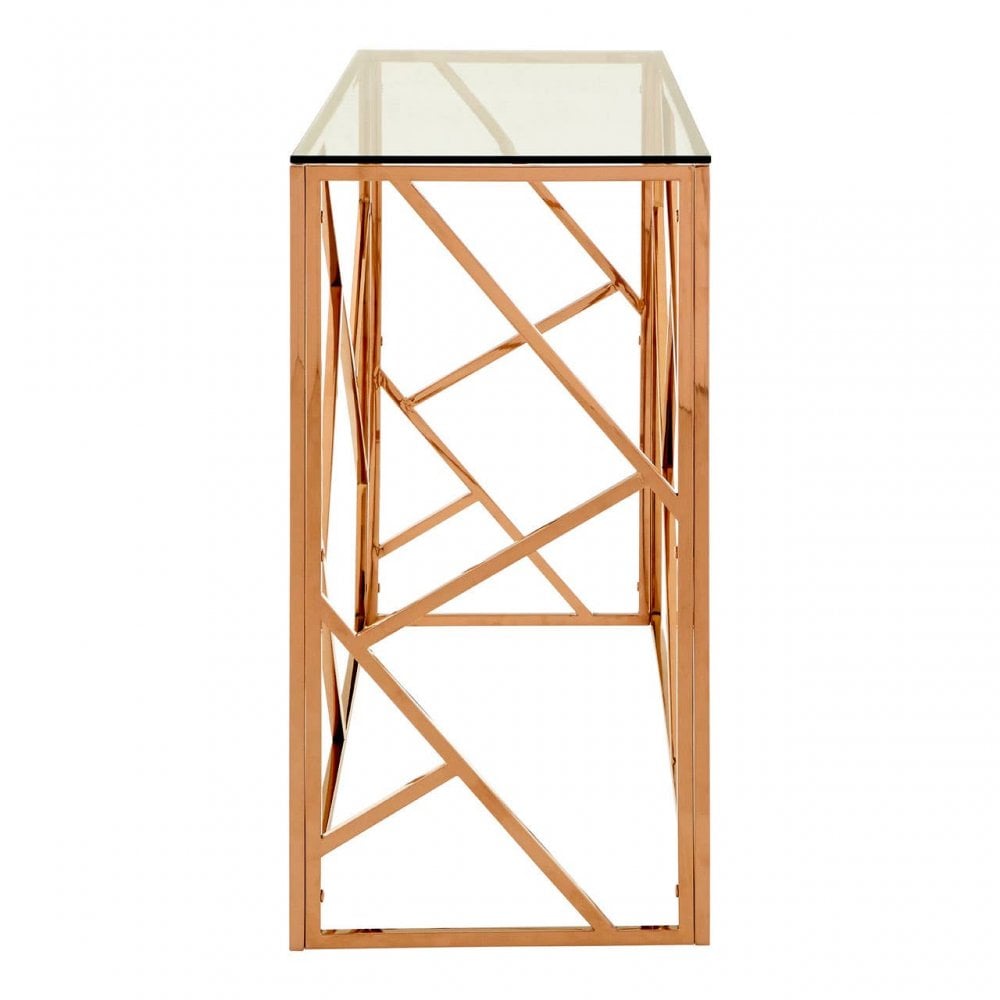 Inspire Rose Gold Geometric Console Table