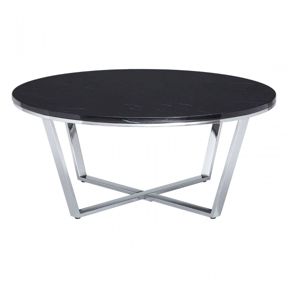 Inspire Round Black Faux Marble Coffee Table