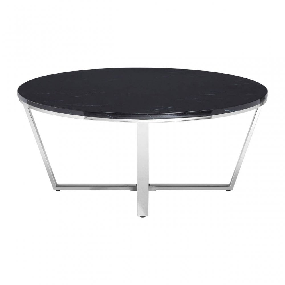 Inspire Round Black Faux Marble Coffee Table