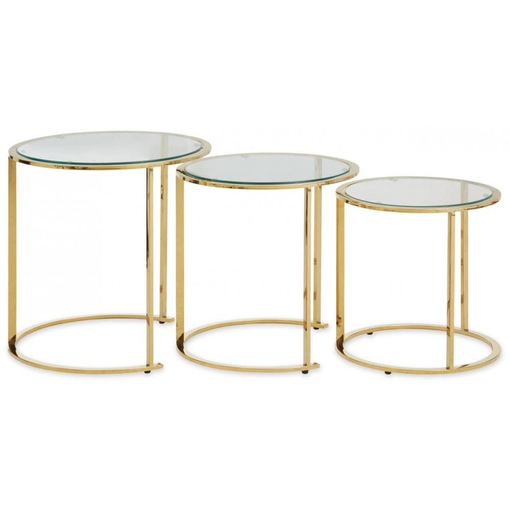 Inspire Set Of 3 Gold Brushed Nesting Tables