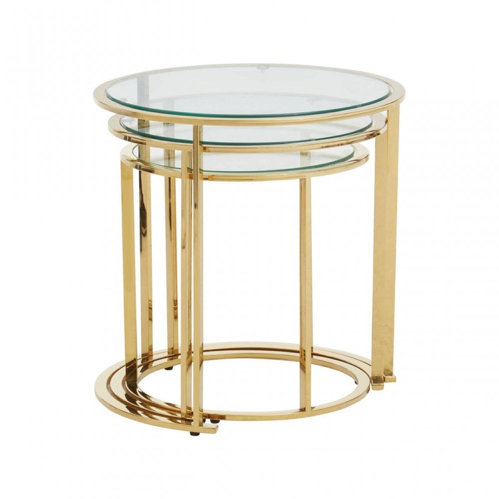 Inspire Set Of 3 Gold Brushed Nesting Tables
