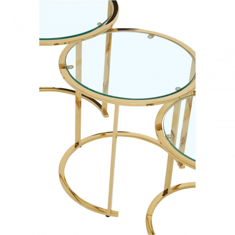Inspire Set Of 3 Gold Brushed Nesting Tables