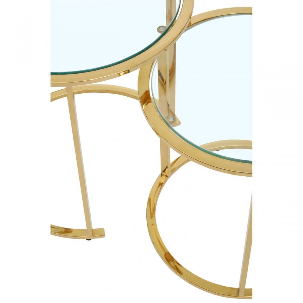 Inspire Set Of 3 Gold Brushed Nesting Tables