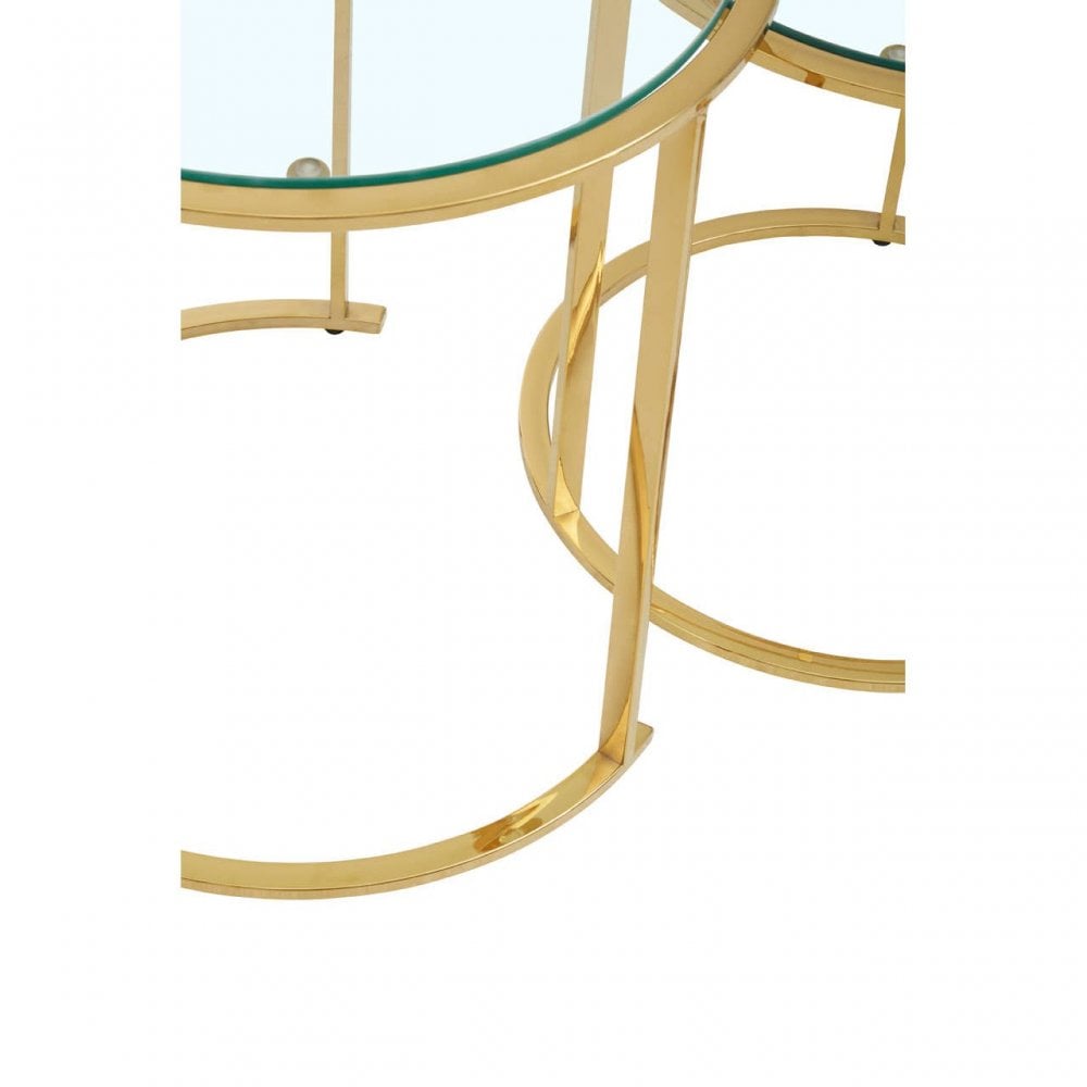 Inspire Set Of 3 Gold Brushed Nesting Tables
