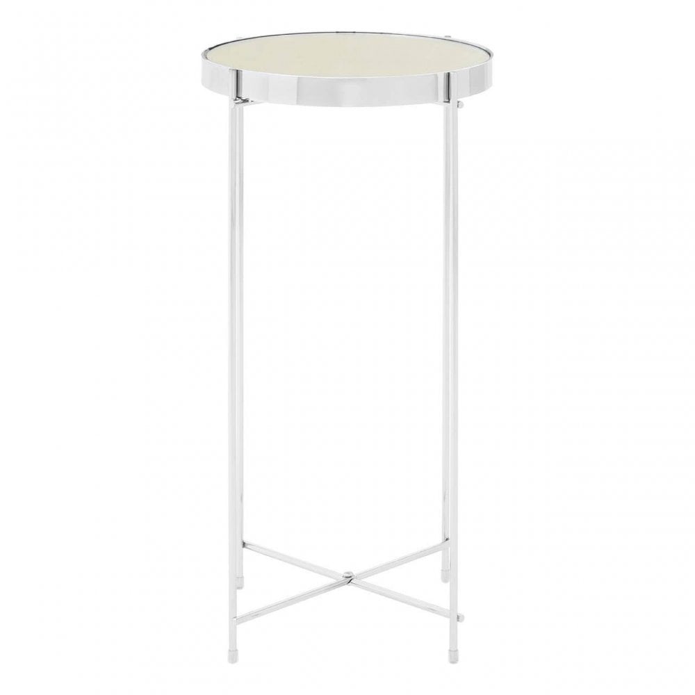 Inspire Silver Mirror Tall Side Table