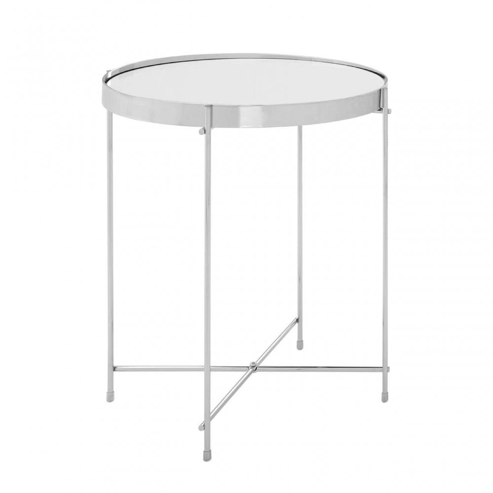 Inspire Silver Mirrored Glass Side Table
