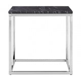 Inspire Square Black And White Marble End Table