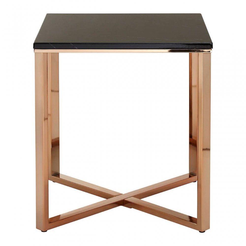 Inspire Square Black Faux Marble End Table