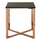 Inspire Square Black Faux Marble End Table