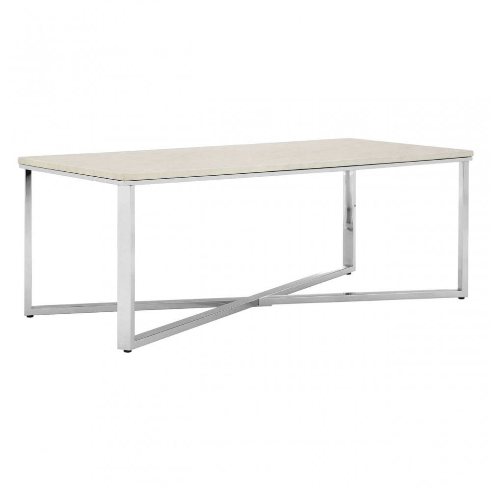 Inspire White Faux Marble Chrome Coffee Table