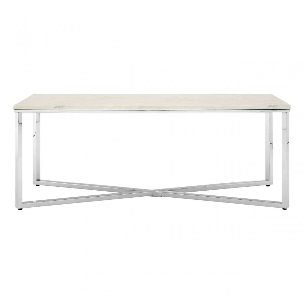 Inspire White Faux Marble Chrome Coffee Table