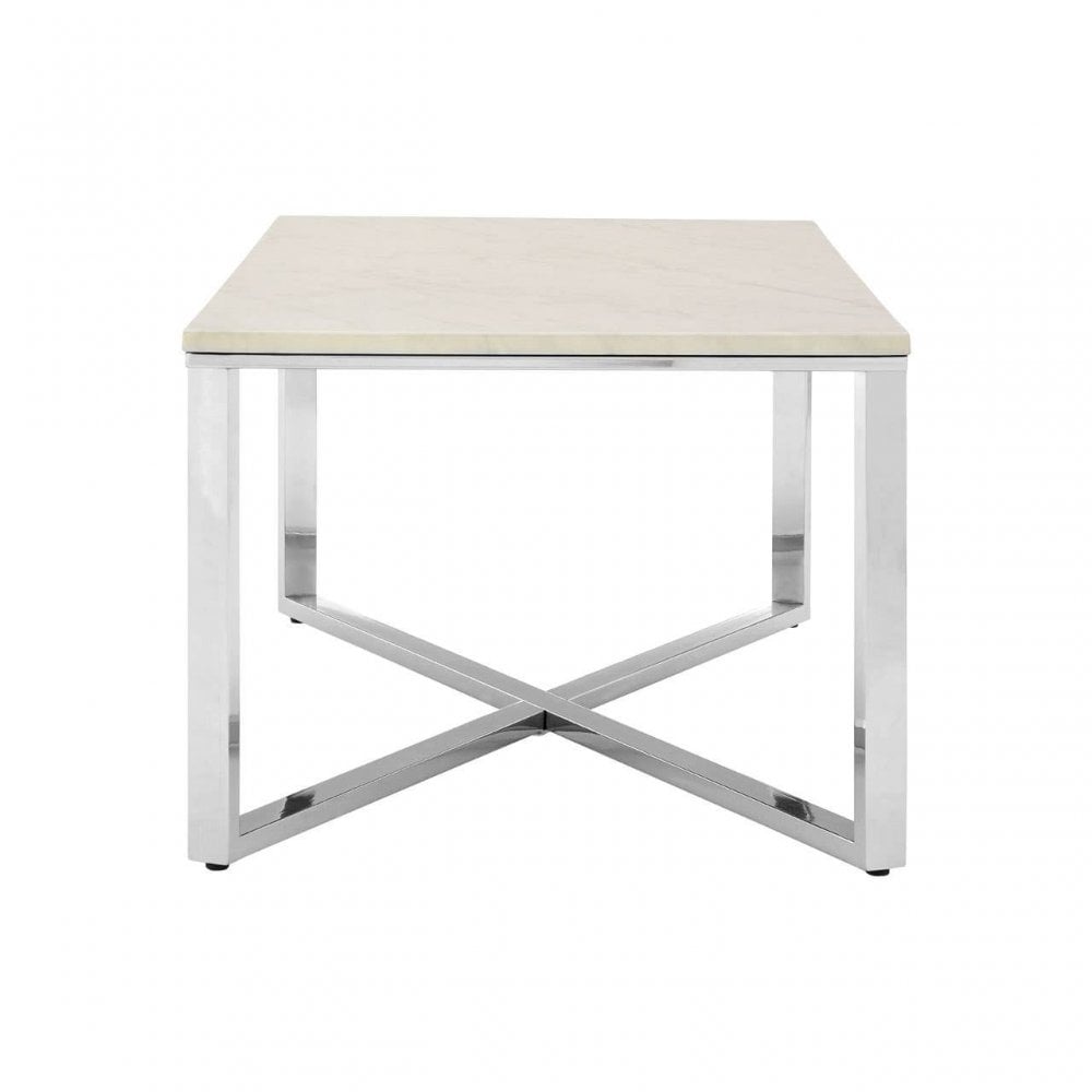 Inspire White Faux Marble Chrome Coffee Table