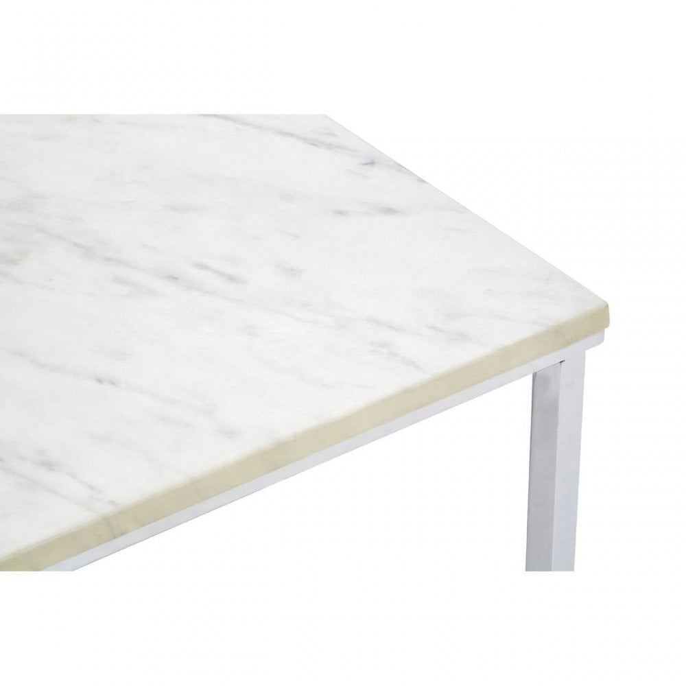 Inspire White Faux Marble Chrome Coffee Table