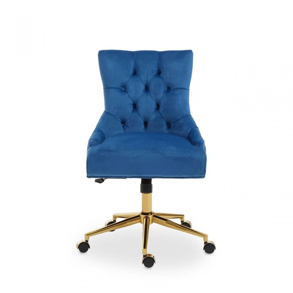Marcella Blue Velvet Home Office Chair
