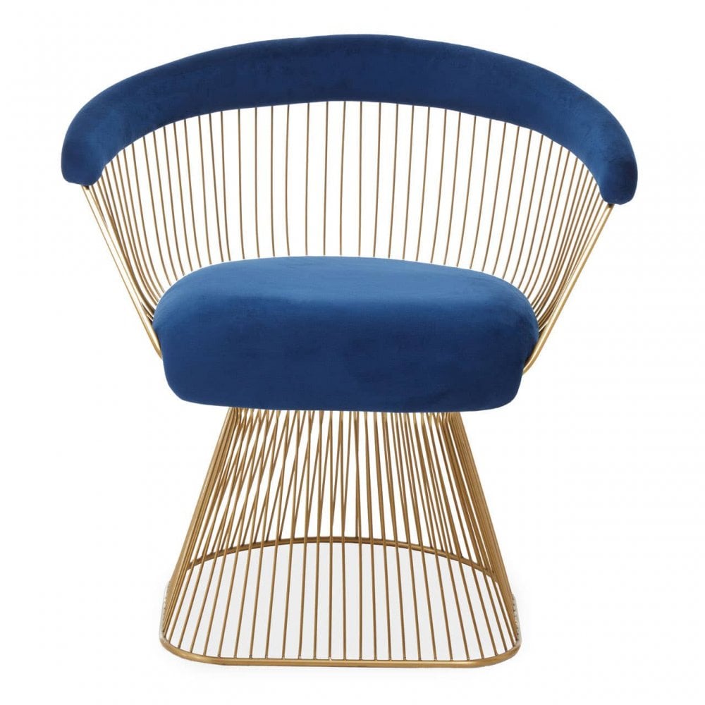 Livorno Navy Blue Velvet And Gold Chair