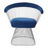 Livorno Navy Blue Velvet And Silver Chair
