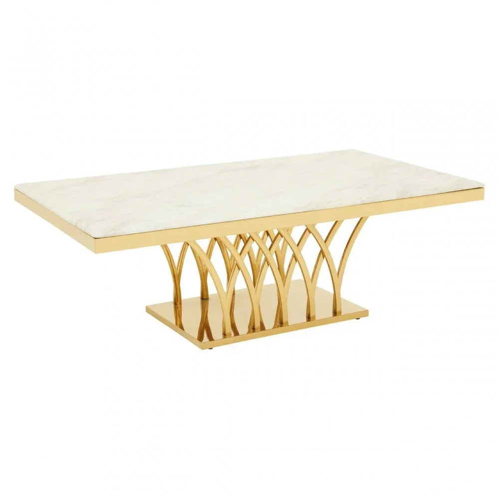 Lavello White Marble And Titan Gold Coffee Table