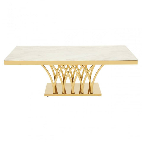 Lavello White Marble And Titan Gold Coffee Table