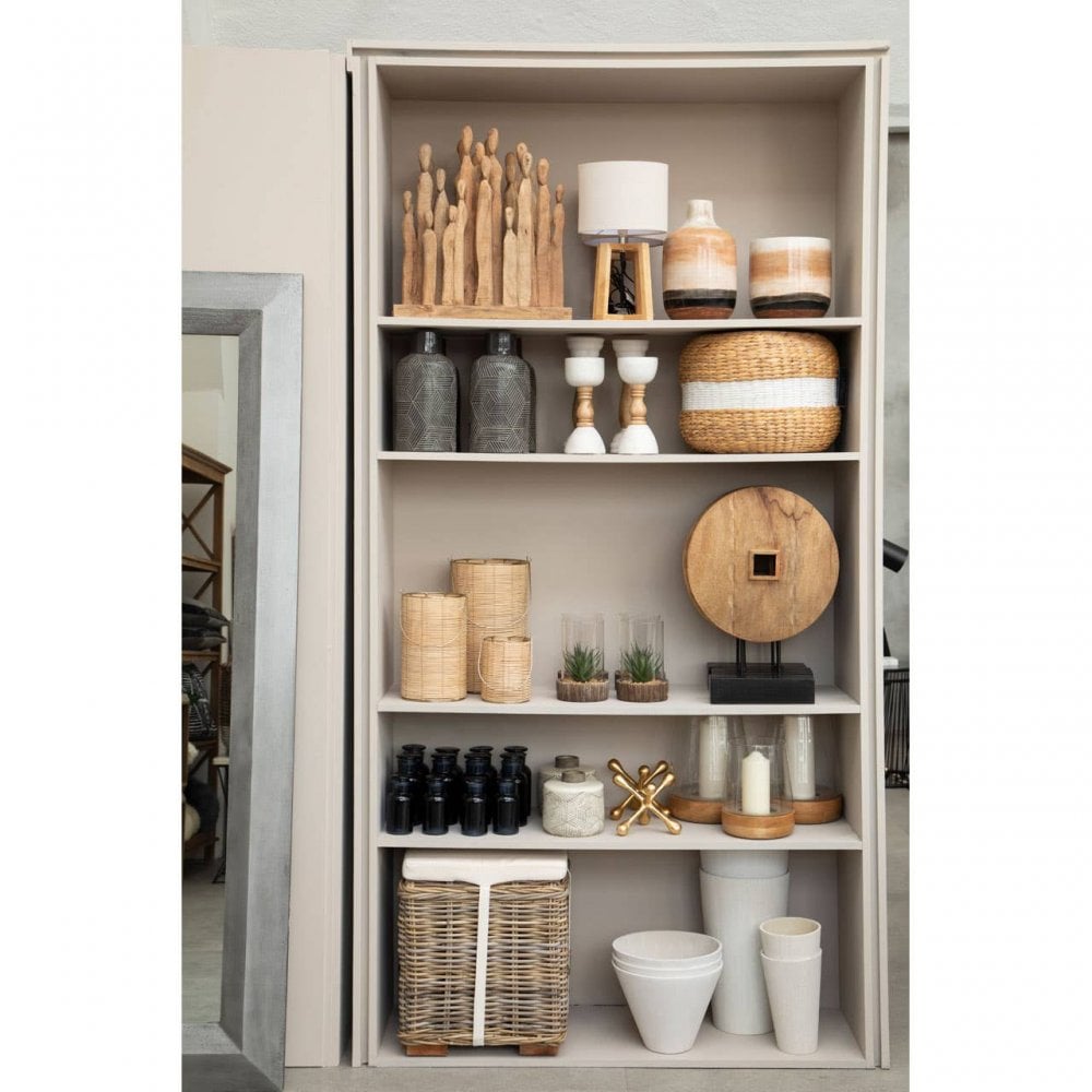 Shelby White Stripe Seagrass Pouffe