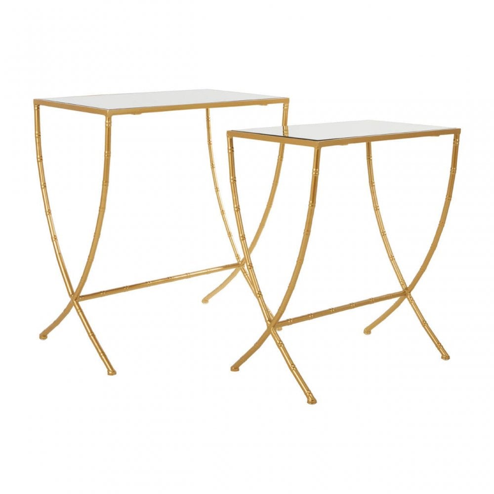 Vento Set Of 2 Bamboo Design Side Tables