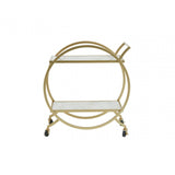 Vento White Marble And Gold 2 Tier Trolley
