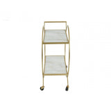 Vento White Marble And Gold 2 Tier Trolley
