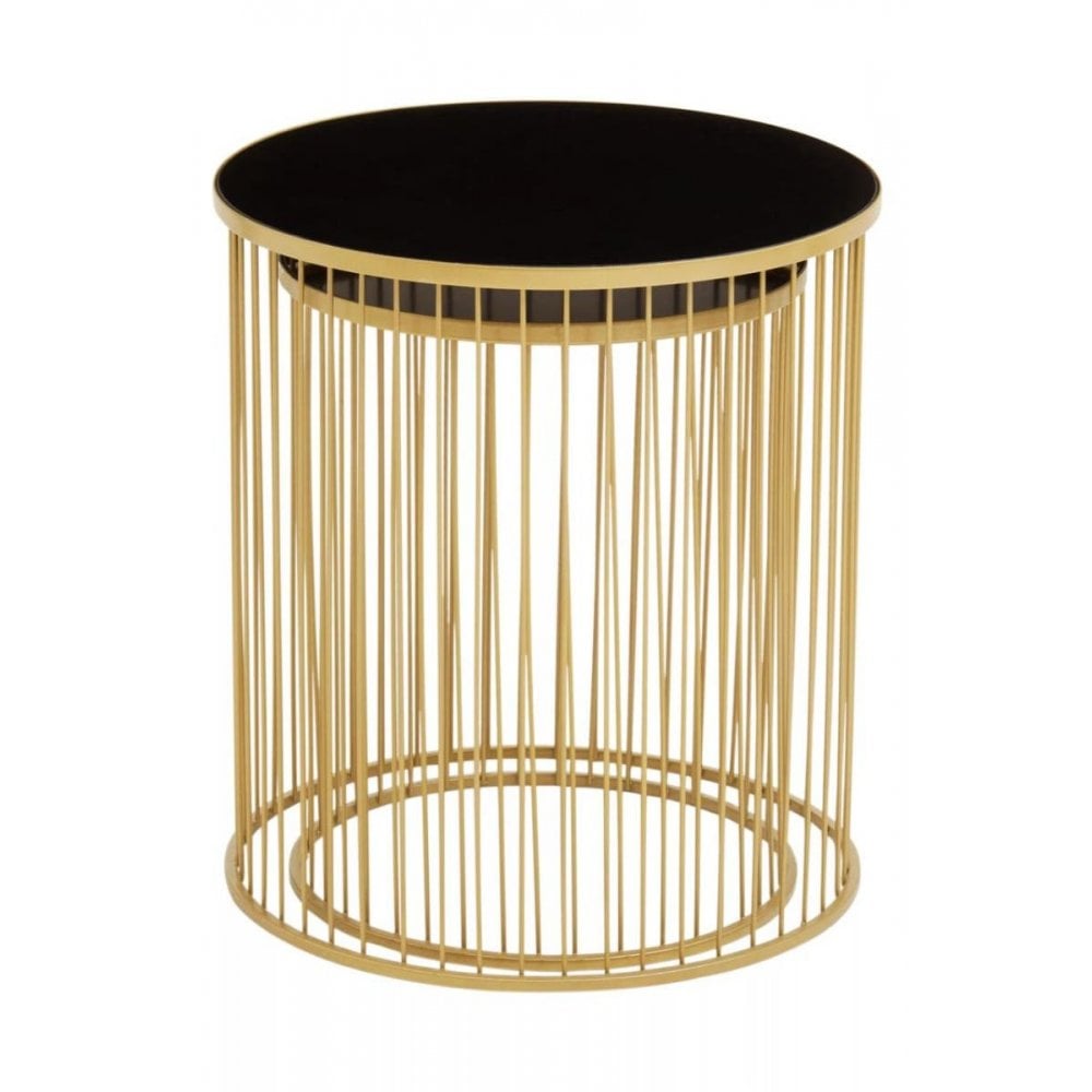 Rialto Set Of Two Black And Gold Side Tables