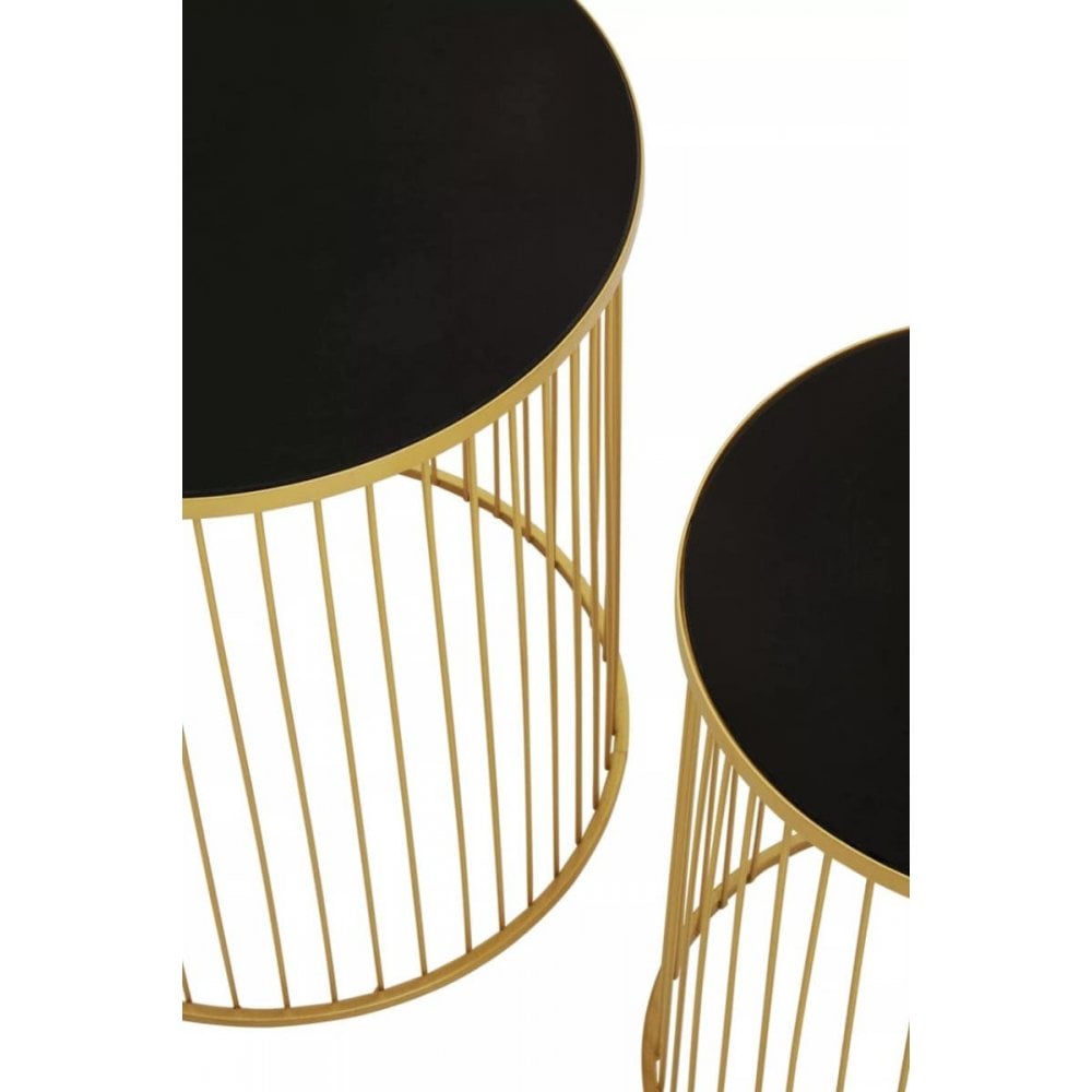 Rialto Set Of Two Black And Gold Side Tables