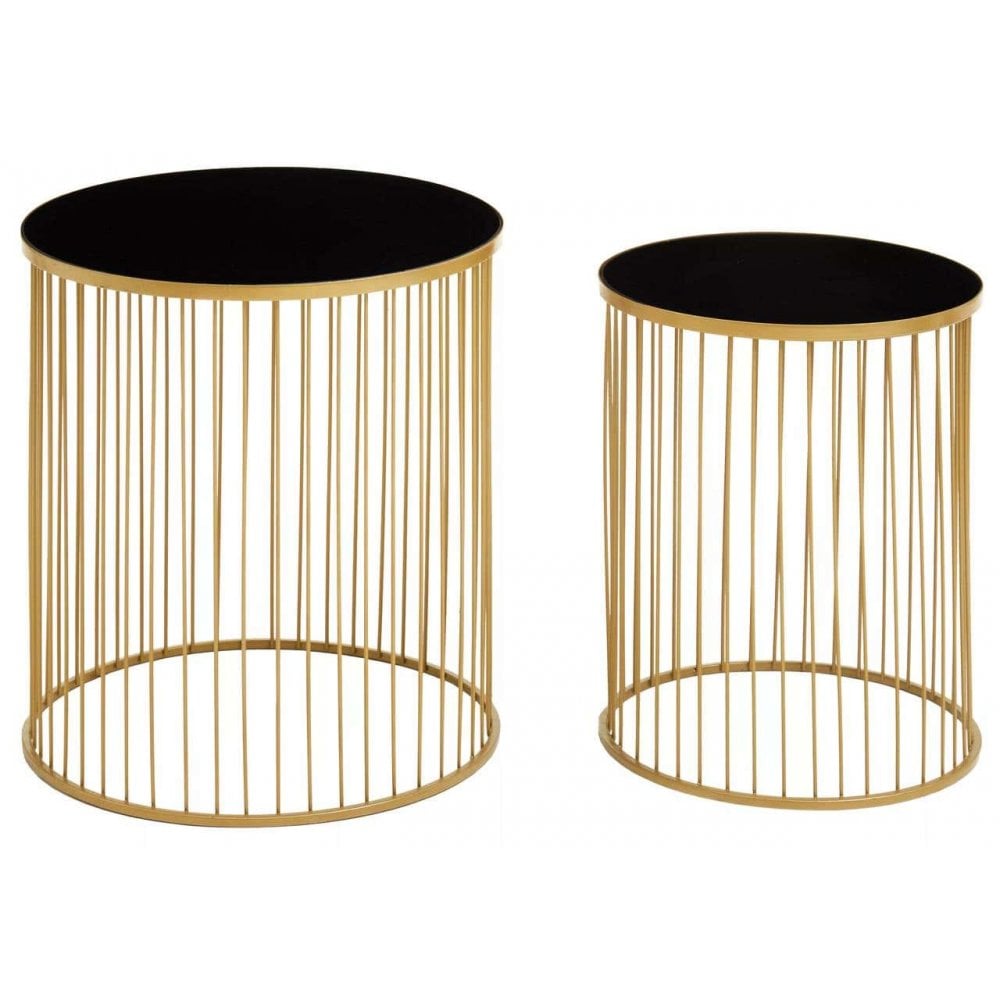 Rialto Set Of Two Black And Gold Side Tables