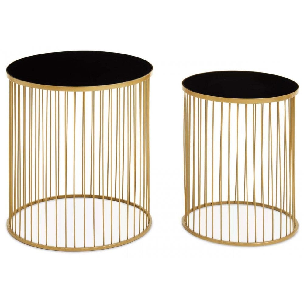 Rialto Set Of Two Black And Gold Side Tables