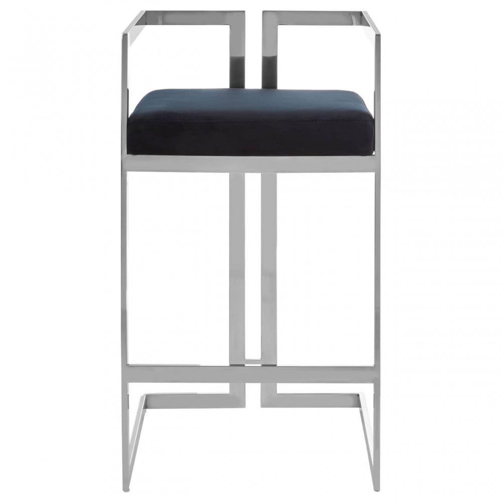 Flora Bar Stool With Silver Frame