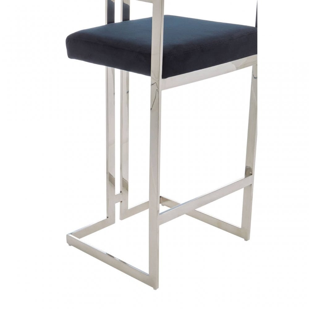 Flora Bar Stool With Silver Frame