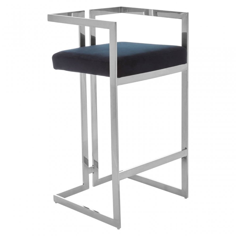 Flora Bar Stool With Silver Frame