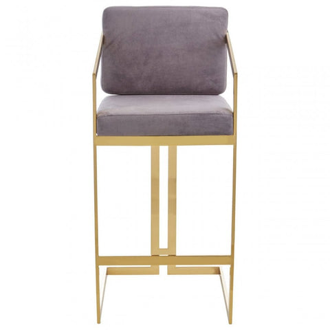 Flora Grey Velvet Bar Stool