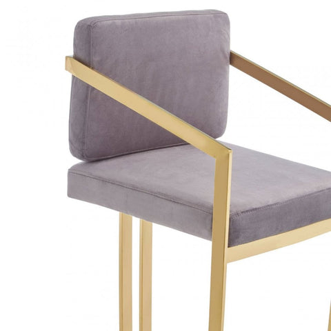 Flora Grey Velvet Bar Stool