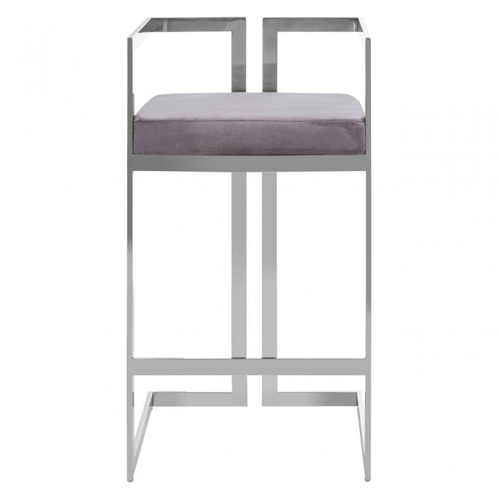 Flora Grey Velvet Bar Stool