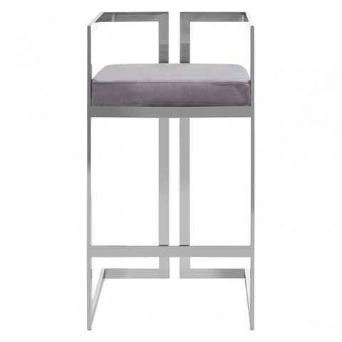 Flora Grey Velvet Bar Stool