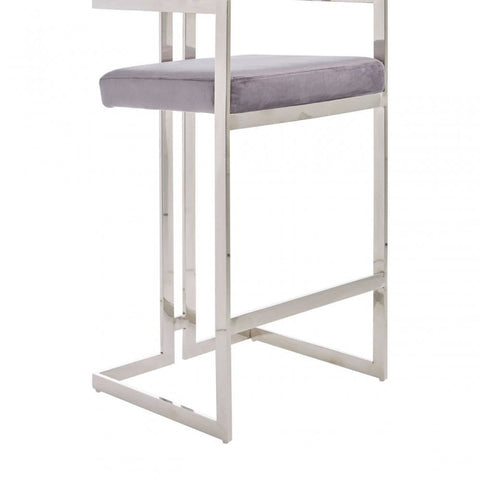 Flora Grey Velvet Bar Stool