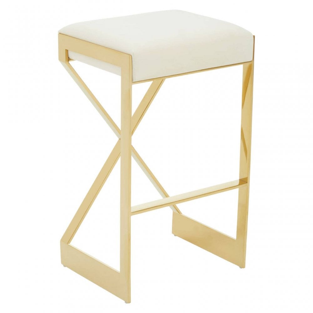Flora Ivory And Gold Finish Bar Stool