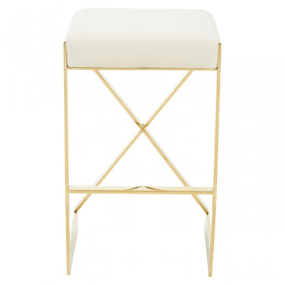 Flora Ivory And Gold Finish Bar Stool
