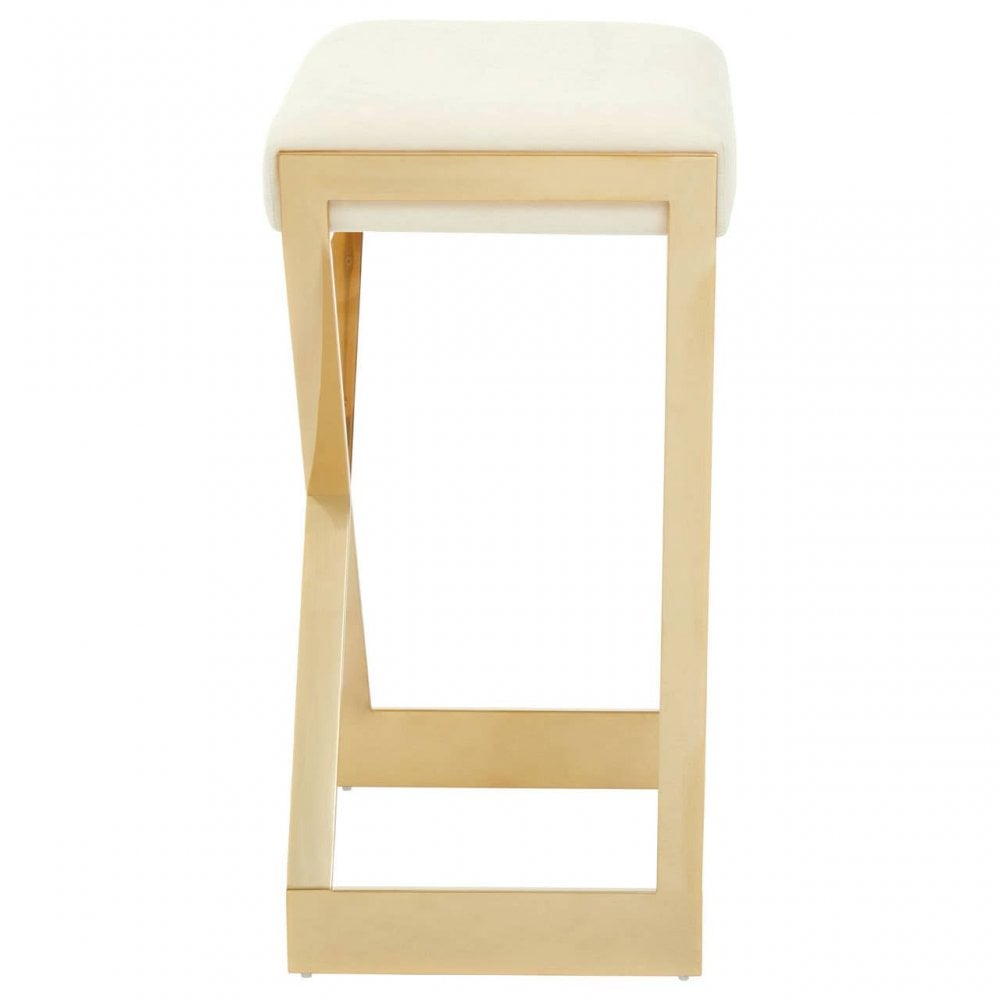 Flora Ivory And Gold Finish Bar Stool
