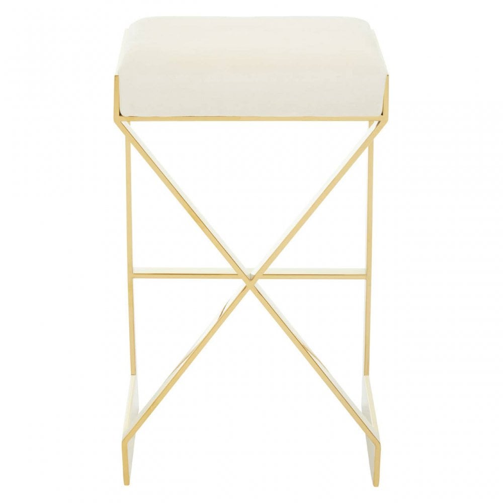 Flora Ivory And Gold Finish Bar Stool