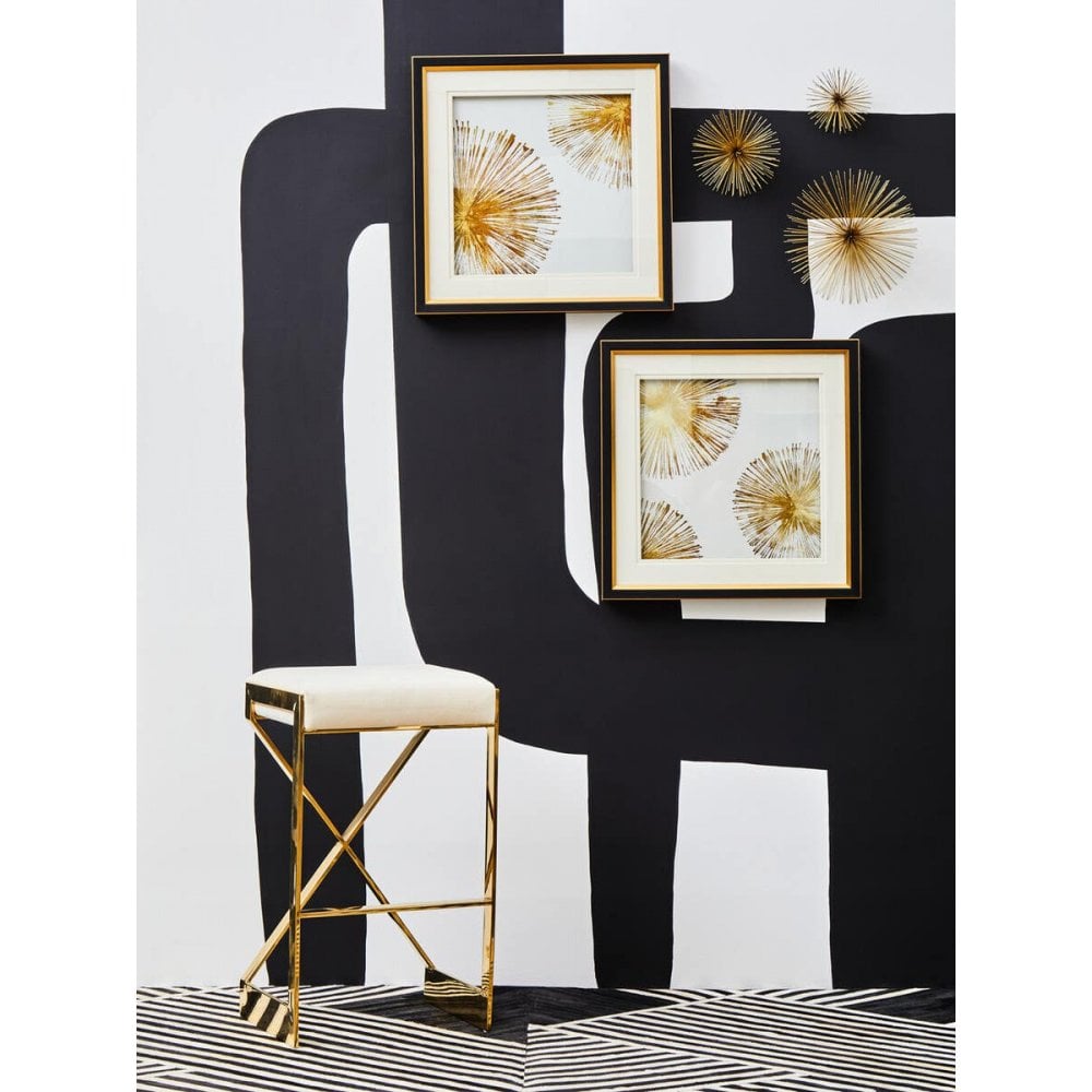 Flora Ivory And Gold Finish Bar Stool