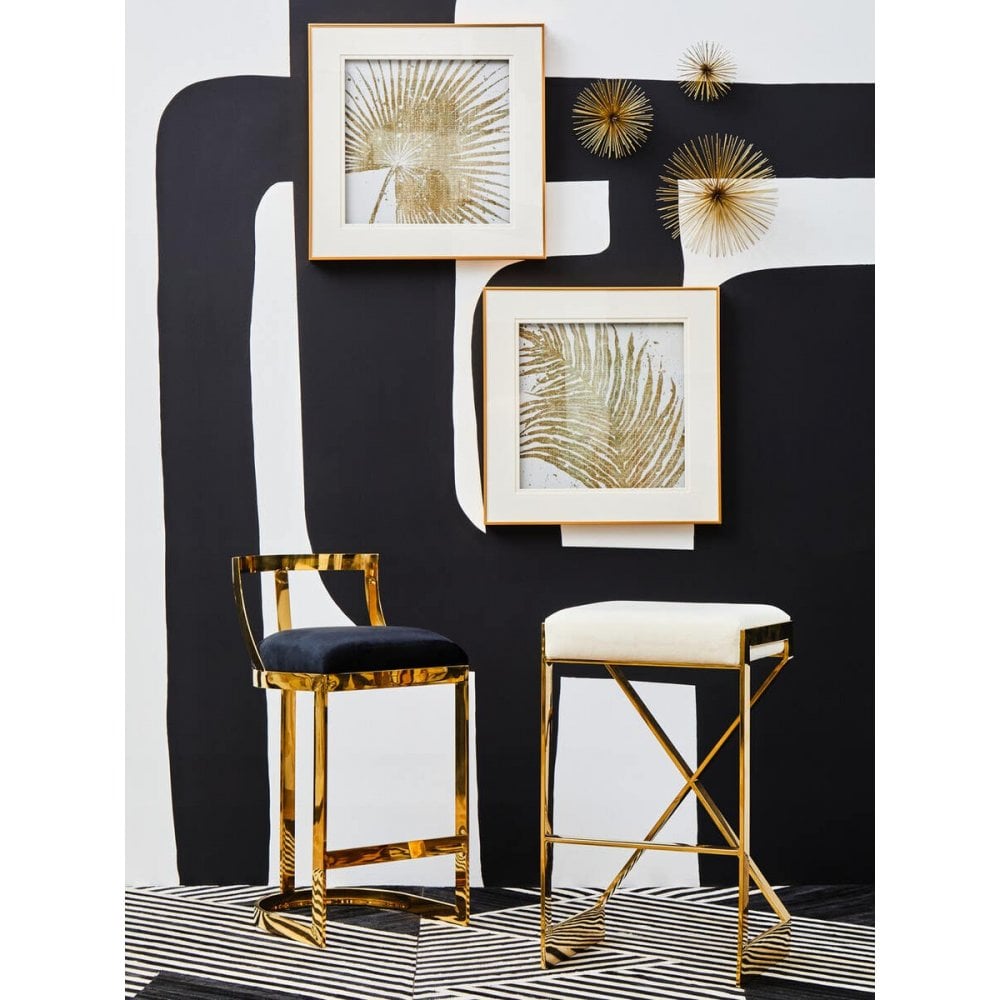 Flora Ivory And Gold Finish Bar Stool