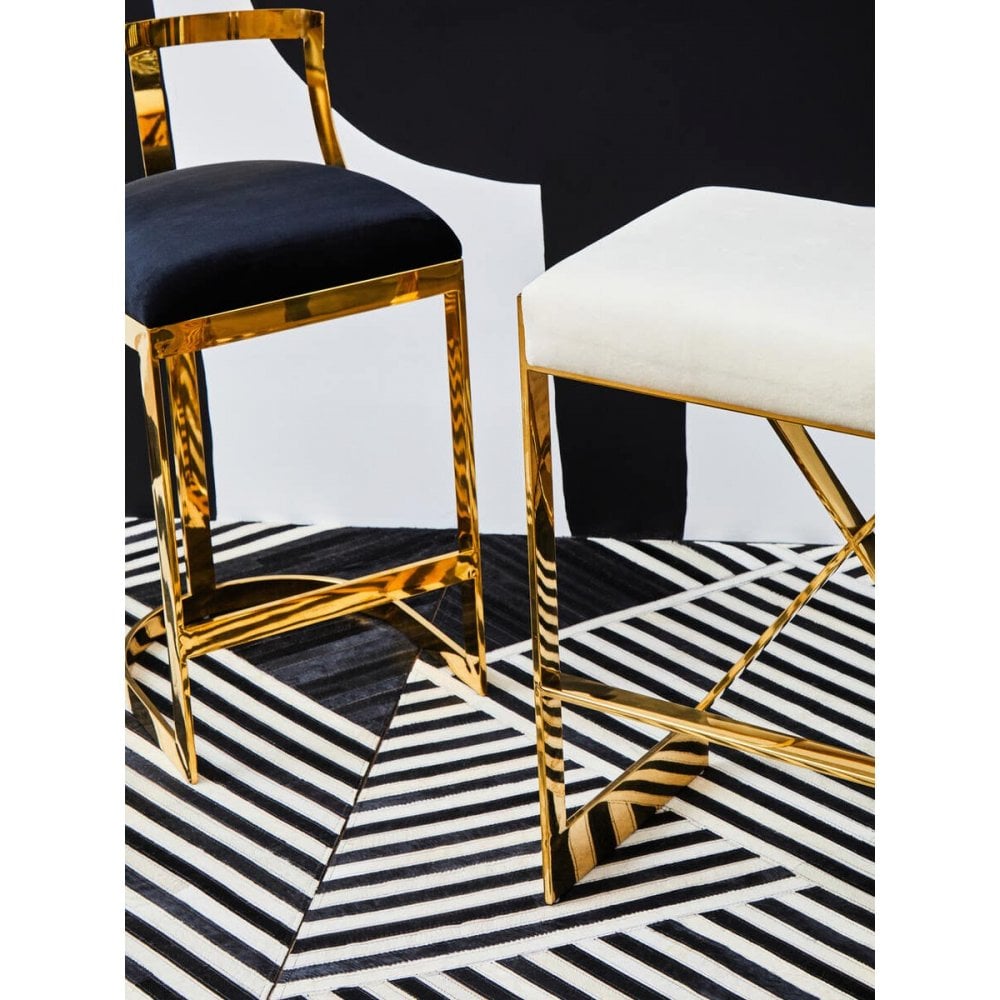 Flora Ivory And Gold Finish Bar Stool