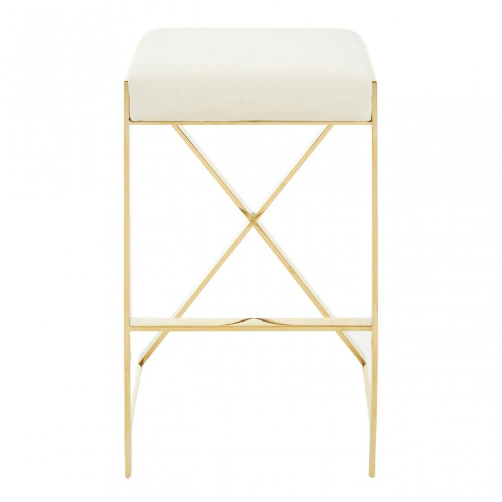Flora Ivory And Gold Finish Bar Stool