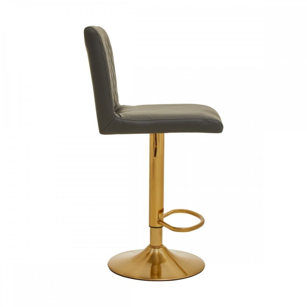 Elara Dark Grey And Gold Bar Stool With Round Base
